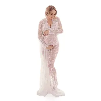 2020 Nėštumo Suknelės Išgalvotas Fotografavimo Nuotraukų Nėščioms, Drabužiai, Fotografijos Rekvizitai Maxi Nėrinių Motinystės Suknelė Motinystės Drabužiai
