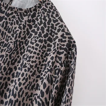 Za Moterų Derliaus Leopardas Spausdinti Mini Suknelė 2020 Ilgomis Rankovėmis Plisuotos Prarasti Suknelės Moteris Prašmatnus Atgal Atidarymo Flounced Hem Vestido