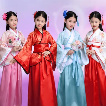 Hanfu Tango Kostiumų Vaikams Kain Tradicinių Kinijos Derliaus Etninės Ventiliatorius Studentų Choras, Šokių Kostiumas Japonų Kimono Yukata Stilius