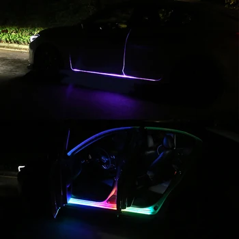 AUTOMOBILIŲ spalvotu LED Lanksti Atšaka Teka Sveiki Duris Šviesos Ruože Remote APP Kontrolės Nusitrinti Palangės Skydelis RGB Neoninės Lempos