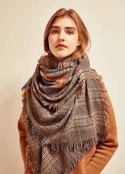 KOI ŠOKINĖJIMAS Naujas moterų Mados Houndstooth skara patogus minkštas vaivorykštė scarfCasual stiliaus laukinių šiltas šalikas dovanų