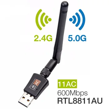 600Mbps USB Wifi Antenos Adapter Dual Band 5G 2.4 G Hz RTL8811AU Belaidis USB Dongle Skirtas 