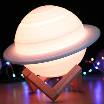 3D Spausdinimo Saturnas Lempa Namų Puošybai Miegamojo Naktį LED Lemputė Su Nuotolinio valdymo pultelis Vaikų Kalėdų Dovana Naktį Lempa