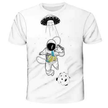 Vaikams 4-14Year Animacinių filmų Visatos Planetos Berniukams trumpomis Rankovėmis Marškinėlius Kosmosą Astronautas Modelio Vaikų Kūdikių Stalviršiai, Vaikų Drabužiai Vaikams