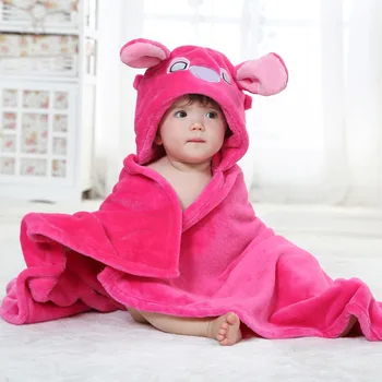 Mėlyna Rožinė Dygsnio Gyvūnų Cosplay Gobtuvu Baby Kūdikių Mergaitė Berniukas Flanelė Vonia Rankšluostį Wrap Chalatas Mielas Animacinių Filmų Pajama Sleepwear