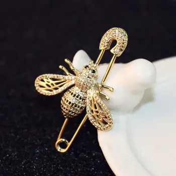 Prabangos Prekės Visiškai Crystal Aukso Bičių Sagės Moteris Blizga Tuščiaviduriai Bitės Sagė Pin Kailis Scraf Fine Jewelry