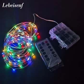 50LED 100LED sidabro LED string žibintai pasakų girlianda Kalėdinė dekoracija žibintai, nuotolinio valdymo pultas atsparus vandeniui akumuliatoriaus energijos tiekimo