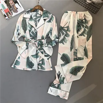 Lisacmvpnel Pavasario Spausdinimo Modelis Moterų Pajama Nustatyti Viskozė Sleepwear Ilgomis Rankovėmis Kelnės Du Popieriaus Kostiumas