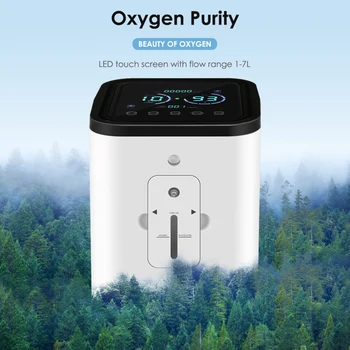 AUPORO Nešiojamų Oxygene Koncentratorius Mašina, 1-7L/min Reguliuojamas Deguonies Generatorius Mašina Oro Valytuvas Namų su Hepa Filtras