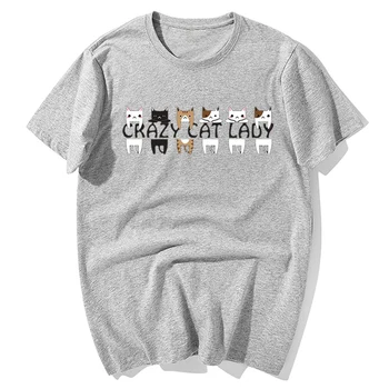 Juokingi Kačių Cute Kačių Marškinėlius Kawaii Crazy Cat Lady 2020 Metų Vasaros vyriški Marškinėliai Atsitiktinis Short Sleeve T Shirt Mens Drabužių Streetwear
