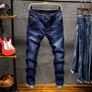 Mados dizaineris liesas džinsus boutique ruožas atsitiktinis vyrų džinsinio audinio kelnės bėgiojimo kelnės, vyriški laisvalaikio tiesiai vyrų dviračių džinsai