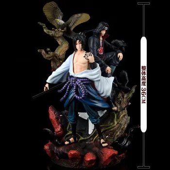Ne didesnis kaip 36 cm Japonų Anime Naruto Hokage Uchiha Itachi Sasuke PVC Veiksmų Skaičius, Žaislų GK Statula Kolekcionuojamos Lėlės Modelio Vaikų Dovanų