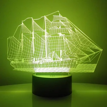 NAUJAS 3D Lempos Burlaivis LED Lentelė Naktį Šviesos Daugiaspalvis Animacinis Žaislas, Šventė Kūrybinės Dovanos Vaikams Miegamasis Dekoratyvinės Šviesos