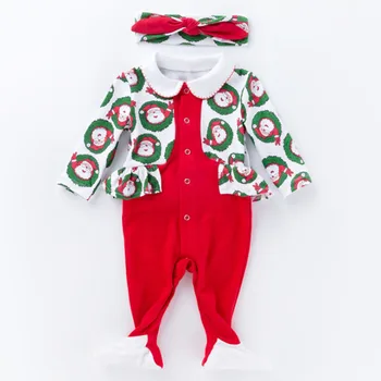 Naujųjų metų kūdikių drabužiai santa baby girl naujagimių kalėdų mažylis berniukas romper ilgomis rankovėmis kalėdos rompers kostiumas lankelis rinkiniai dovanos