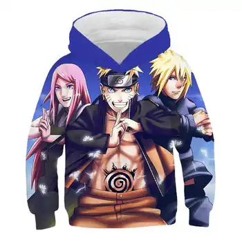 2020 Japonų anime Naruto Vaikų, Jaunimo Kakashi Anime Naruto harajuku Berniukas Mergaitė Atsitiktinis hoodies Sasuke Vaikams, cartoon Drabužiai