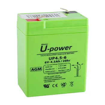 U-Galia UP4.5-6 Baterija 6 V 4.5 Ah įkraunamas švino VAS signalai, UPS, UPS, žaislai, žaislų automobiliai, saugos sistemos