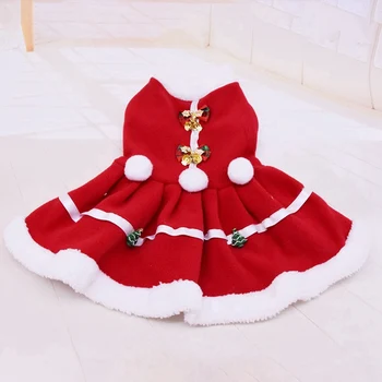 Pet kalėdų kailio drabužiai šuo suknelę žiemos perro Kalėdos suknelė raudona palaidinukė Vest Augintiniai Katė Šilta suknelė