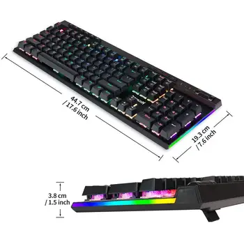 Redragon K580 VATA RGB LED Apšvietimu Mechaninė Žaidimų Klaviatūra 115 Klavišus Anti-šešėlius su Makro Klavišai Skirta Žiniasklaidos Kontrolė,