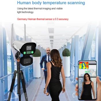 HQCAM Komercinės eiti per kūno temperatūros jutiklis kamera, karščiavimas aptikimo signalizacijos WIFI P2P kūno temperatūra, ip kameros v380
