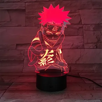 Naruto Statulėlės Anime Naruto Uzumaki LED 3D LED Lemputė USB Naktį Lempos, Šviesos, Naujumo Mutilcolor Vaikų Stalo Lempa Namų Dekoro