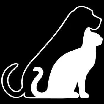 Automobilių Lipdukai Kačių ir Šunų Mados Animacinių filmų Gyvūnų PVC Automobilių Apdailos Priedai Kūrybos Vandeniui Juoda/balta,16cm*15cm