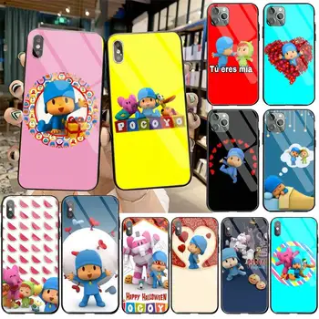 HUAGETOP mielas Anime pocoyo Coque Shell Telefono dėklas Grūdintas Stiklas iPhone 11 Pro XR XS MAX 8 X 7 6S 6 Plus SE 2020 atveju