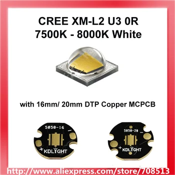 Cree XM-L2 U3 0R 7500K - 8000K Baltas LED Spinduolis Galėtų Plikomis LED ARBA 16 mm / 20mm Vario Lenta - 1 vnt