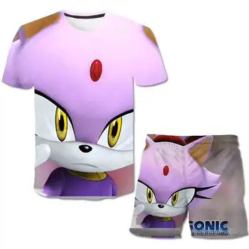 Naujas Sonic the Hedgehog vaikams drabužius vasarą, T-marškinėliai, šortai, vaikų kostiumas mergaitės berniukai mados cartoonsports paplūdimio kelnės atsitiktinis