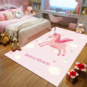Namo Mergaitė Berniukų kambaryje kiliminė danga, princesė pink kilimai kambarį zonos kilimėliai animacinių filmų vienaragis kūdikių neleidžiančioms slysti tapete individualų dydį