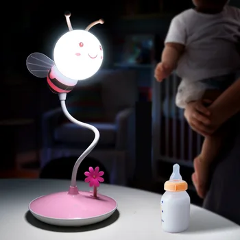Bičių LED naktinė lempa Reguliuojamas Ryškumas Miegamojo Lovos Kūdikiams Įkrovimo Laikas Stalo Lempos