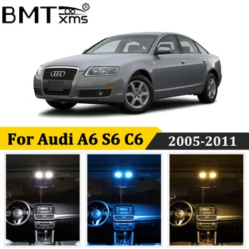 BMTxms 16Pcs Automobilį, LED Interjero Šviesos Rinkinys Canbus Audi A6 S6 RS6 4F C6 Sedanas 2005-2011 Auto Ne Klaida Dome Žemėlapio Lemputė Lemputės