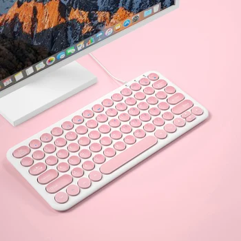 KuWFi Mini Laidines Silent Keyboard Apvalus Mygtukas Ergonomika Žaidimų Klaviatūra, skirta 