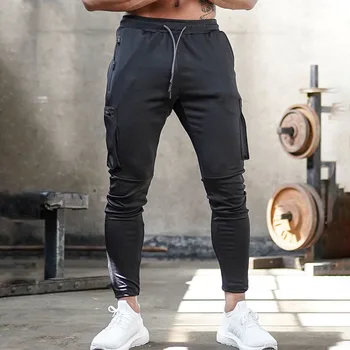 2021 Naujas Multi-Pocket vyriški Laisvalaikio Fitneso Kelnės, Kaklaraištis-Žemyn Koja Užtrauktukas Poilsiu Sporto Kelnės Vyrams Drabužių Streetwear Sportinę aprangą