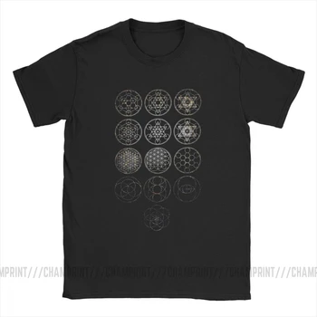 13 Ratą Stora Grupių Galaxy Sakralinės Geometrijos T-Marškinėliai Vyrams, Magija Mandala Vintage Cotton Tee Marškinėliai Trumpomis Rankovėmis Marškinėliai