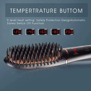 Plaukų tiesinimo priemonė Šepetys Šukos Tiesiai LED ekranas, Plaukų Šukos Šildymo Anti-Static Stilius Įrankis ir Vyrams Barzda tiesinimo priemonė Barzda