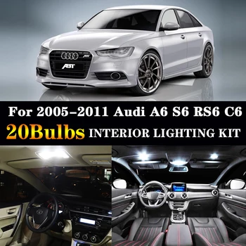 20pc X canbus Ne Klaidos 2005-2011 m. Audi A6 S6 RS6 A6 Avant Sedanas LED Interjero Dome Žemėlapis Šviesos Rinkinio Pakuotė
