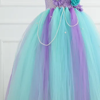 2020 Merginos Boutique Komplektus Ilgai Gėlių Mergaitės Suknelė Undinė Princesė Suknelė Tutu Vienaragis Suknelė Graži Princesė Plaukų Suknelės