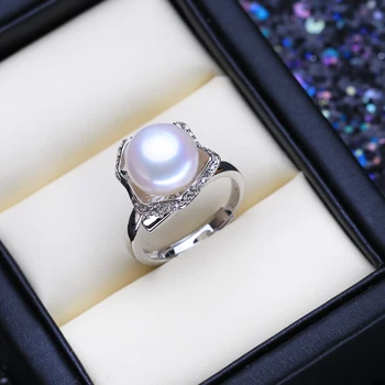 FENASY Natūralių Gėlavandenių Perlų Žiedai Madinga Reguliuojamo Dydžio Šviečia Korpuso Forma 925 Sterlingas Sidabro Žiedai Moterims