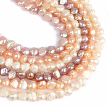 Mados gamtos 8-9mm Butas Nereguliarus perlų vėrinį Moterų Mergina gėlavandenių perlų karoliai, papuošalai priėmimo 