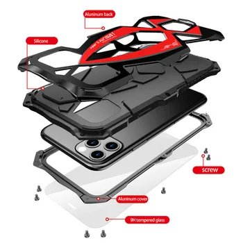Silikoninis Telefono dėklas Skirtas iPhone 11 Pro XS Max XR Atveju Metalo Šarvai Roadster Telefono dėklas Visišką Apsaugą Turas Aprėpties Atveju Padengti