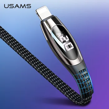 USAMS USB Kabelis iPhone XS Max XR X 8 7 6 Plus LED Skaitmeninis Telefono Kabelis 2A Greito Įkrovimo Duomenų Laidas iPhone Įkroviklio Kabelį