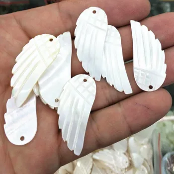 12pcs pobūdžio white shell pakabučiai sparno formos 35x15mm gražių papuošalų priėmimo fantastinis moterų papuošalų dizaino prarasti karoliukai