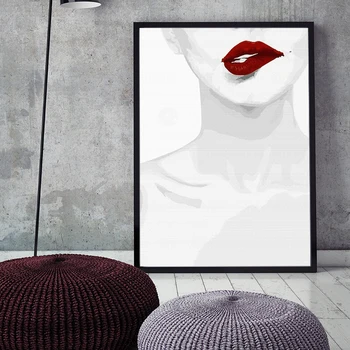 Madinga Minimalistinio Stiliaus, Juodos Ir Baltos Seksualus Lūpų Drobės Abstrakti Tapyba Spausdinti Namo Plakato Nuotrauką Sienos Meno Apdaila