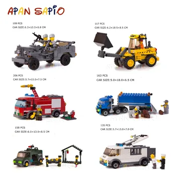 APAN SAPIO Sunkvežimių, Krovininių Automobilių Miesto Modelį, statyba blokai automobilių Markių suderinamą Švietimo Žaislai Vaikams Gimtadienio proga