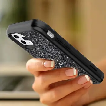 Blizgučiai Bling Sparkle atsparus smūgiams Sunku Hibridas Šarvai Lašas Apsaugos Case Cover For iPhone 12 / 