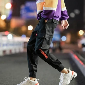 NiceMix streetwear krovinių kelnės vyrams, darbo drabužiai Priežastinis prarasti hip-hop prašmatnus pluošto kelnes korėjos studentų Kelnės Su Kišenė 2020 Naujas