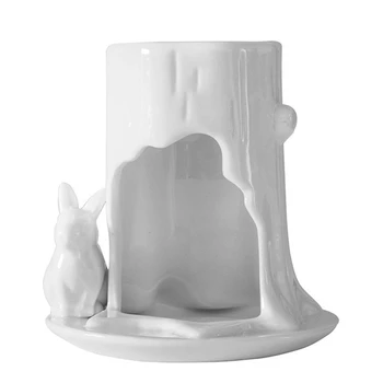 Klasikinis Baltos Keramikos, Kvepiančių Žvakių Laikikliai Smilkalų Eterinio Aliejaus Lempa Tealight Žvakių Laikiklis Jogos Naftos Degiklis Ornamentu