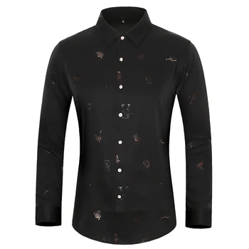 Plus Size 5XL 6XL 7XL 2020 Naujų rudens Vyrų atsitiktinis ilgomis rankovėmis marškinėliai Mados spausdinimo Įrengtas versija marškinius vyras Prekės rūbai