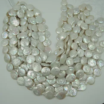 Perlų karoliukai, didelis apvalios monetos perlų karoliukus, gėlo vandens prarasti pearl su moneta baroko formos-18-20 mm