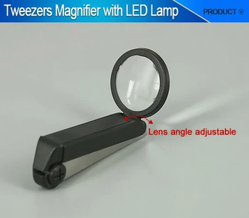 Sulankstomas Antakių Pincetu Apšviestas didinamasis stiklas LED Įrašą, Padidinimo Stiklai 10X, su LED Šviesa